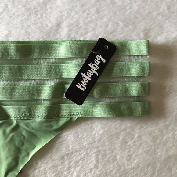 🍂5/30$!! NWT Mint Green Lace Banded Bootay Bag Thong - Picture 2 of 4
